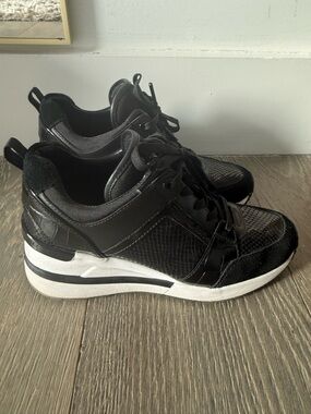 Michael Kors Black and White Wedge Sneakers